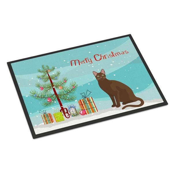 Carolines Treasures 24 x 36 in. Havana Brown Cat Merry Christmas Indoor or Outdoor Mat CK4770JMAT - main